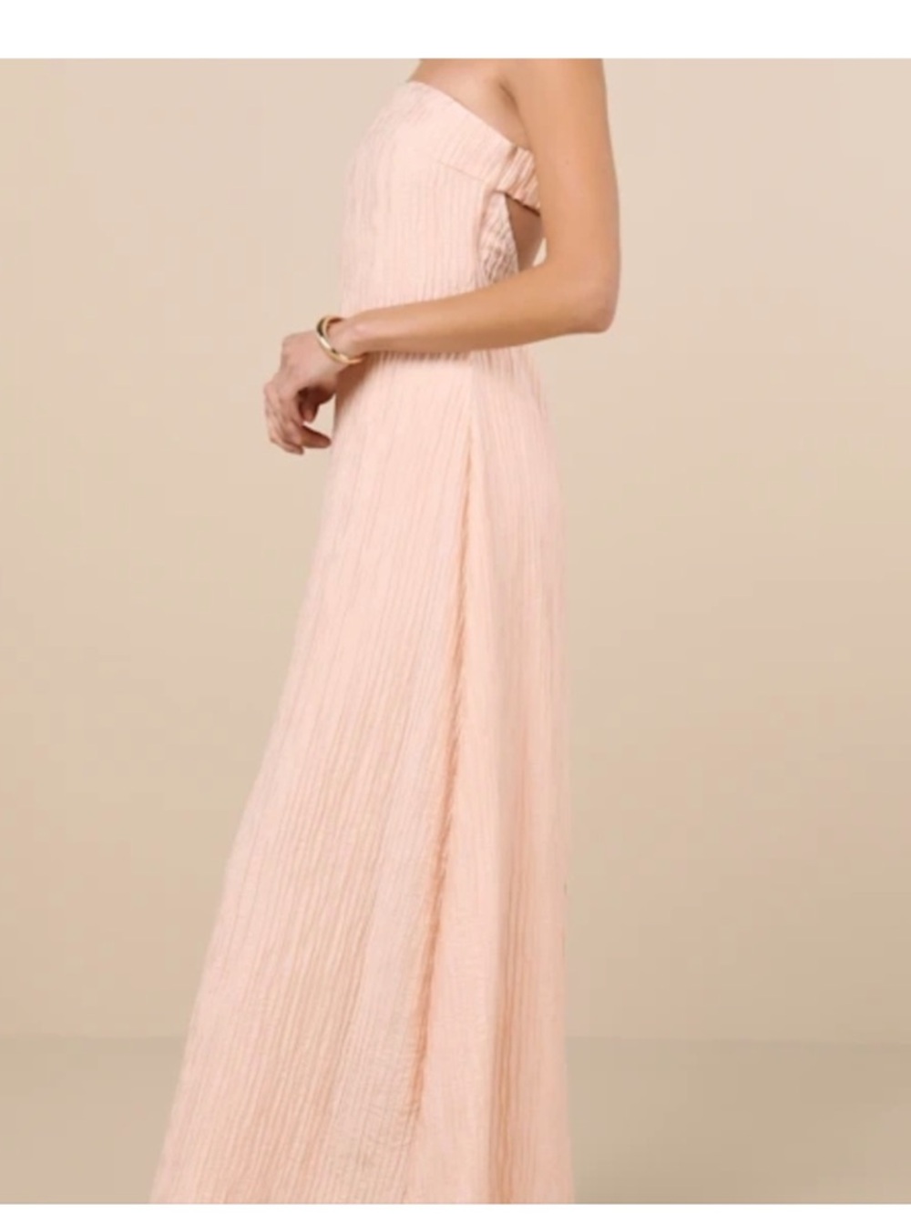 Lulu's Radiant Season Plisse Cutout Strapless Maxi Dress NWT‎
